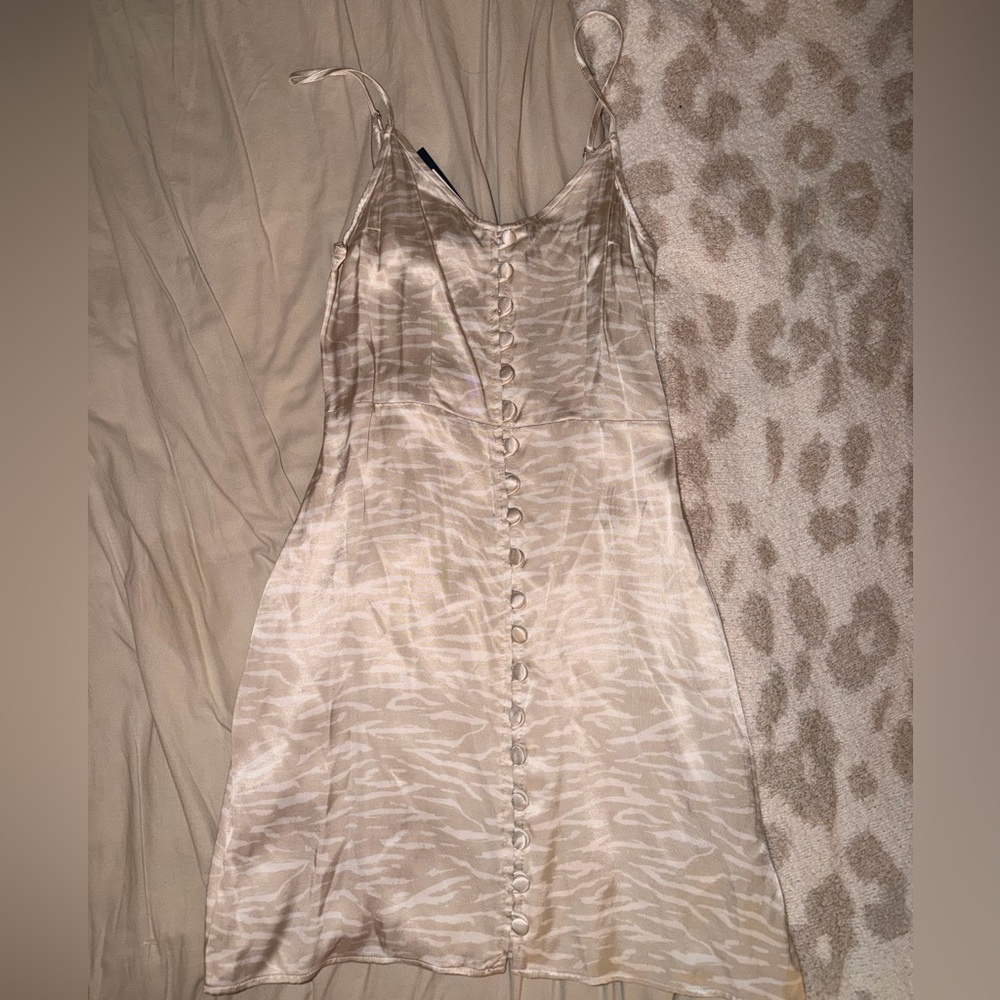 Abercrombie & Fitch Cream Patterned Midi Dress